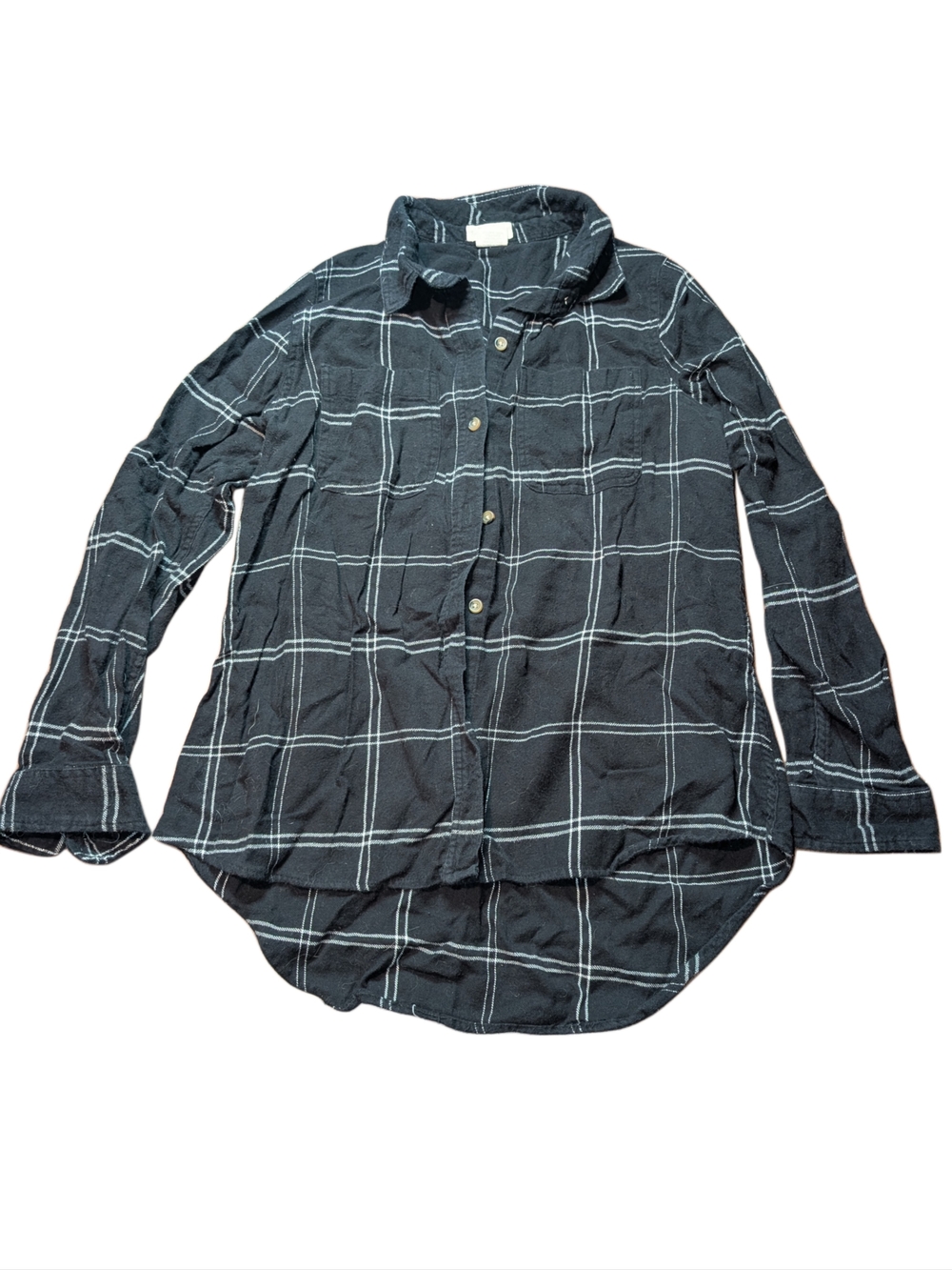 Passport Black Plaid Button-Down Shirt with White Windowpane